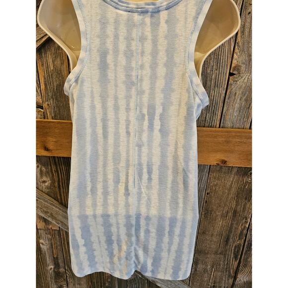 Athleta size M chambray high collar tank tie-dye blue white modal blend EUC boho - Picture 3 of 7